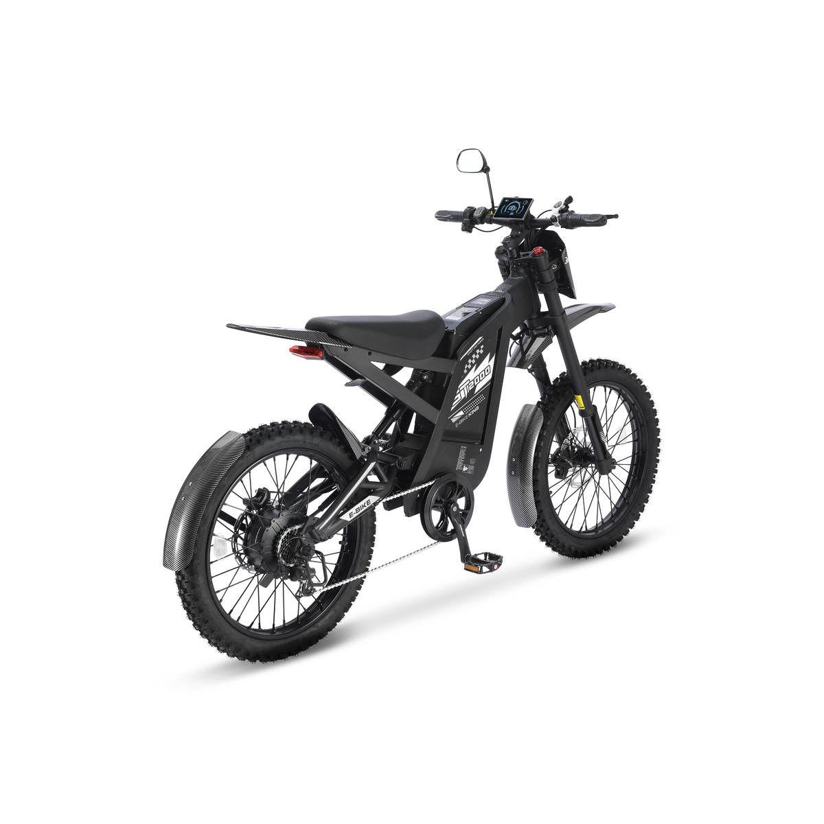 Ouxi GT2000 2.0 fatbike in zwart, schuin achteraanzicht